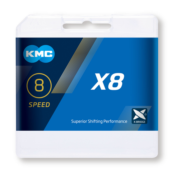 CADENA KMC X8 PLATA/GRIS 114P.INDEX 8V