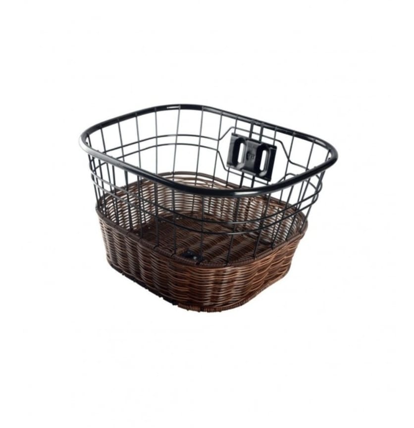 Cesta de acero con rattan plástico