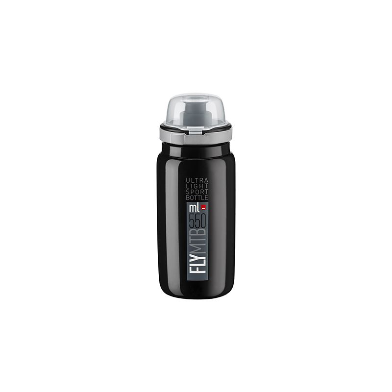 BIDON ELITE FLY MTB NEGRO LOGO GRIS 550 ml