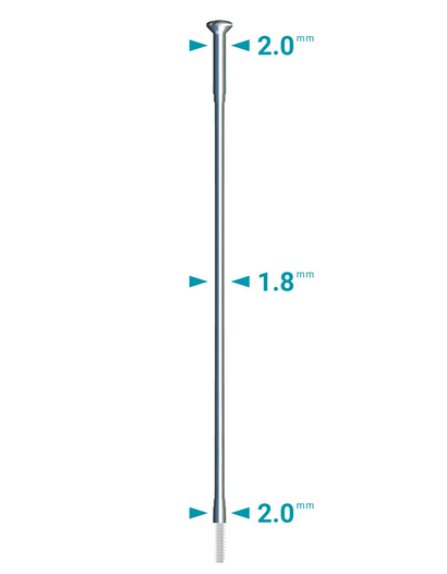 COM 2.0/1.8 x 286 SP N | Stainless steel spokes for bicycles DT competition straight pull silver 2.0 / 1.8 x 286 mm
